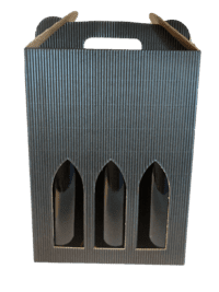 Riflet sort Gaveæske til 3 helflasker af 75 cl. - Køge Vinkompagni