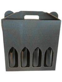 Riflet sort Gaveæske  til 4 helflasker af 75 cl. - Køge Vinkompagni