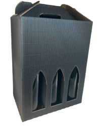 Riflet sort gaveæske til 6 helflaske af 75 cl. - Køge Vinkompagni